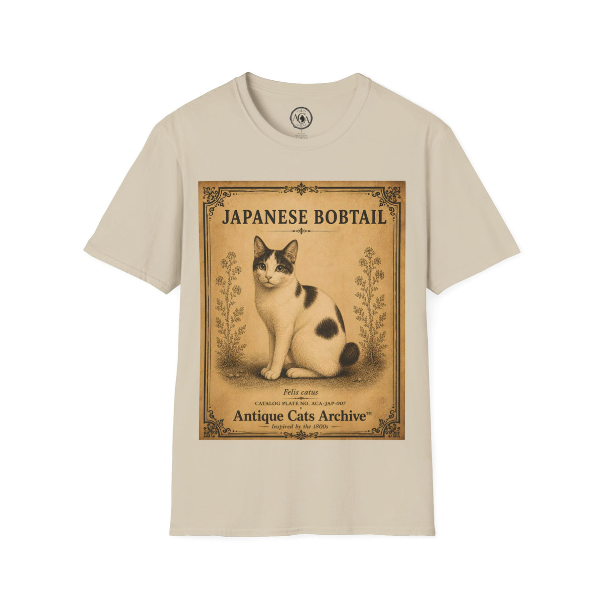 Japanese Bobtail Cat T-Shirt | Vintage Cat Illustration | Antique Cats Archive™