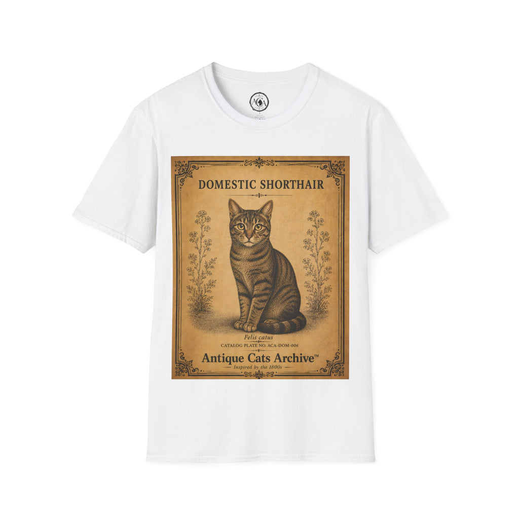 Domestic Shorthair Cat T-Shirt | Vintage Cat Illustration | Antique Cats Archive™