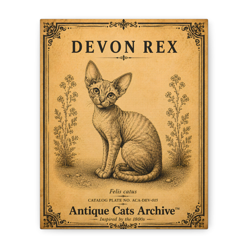 Devon Rex Vintage Cat Canvas Print
