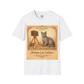 Antique Cats Archive™ Entry No. ACA-019-PHO “The Photographer” Russian Blue Cat T-Shirt – Vintage 1800s Engraving Style