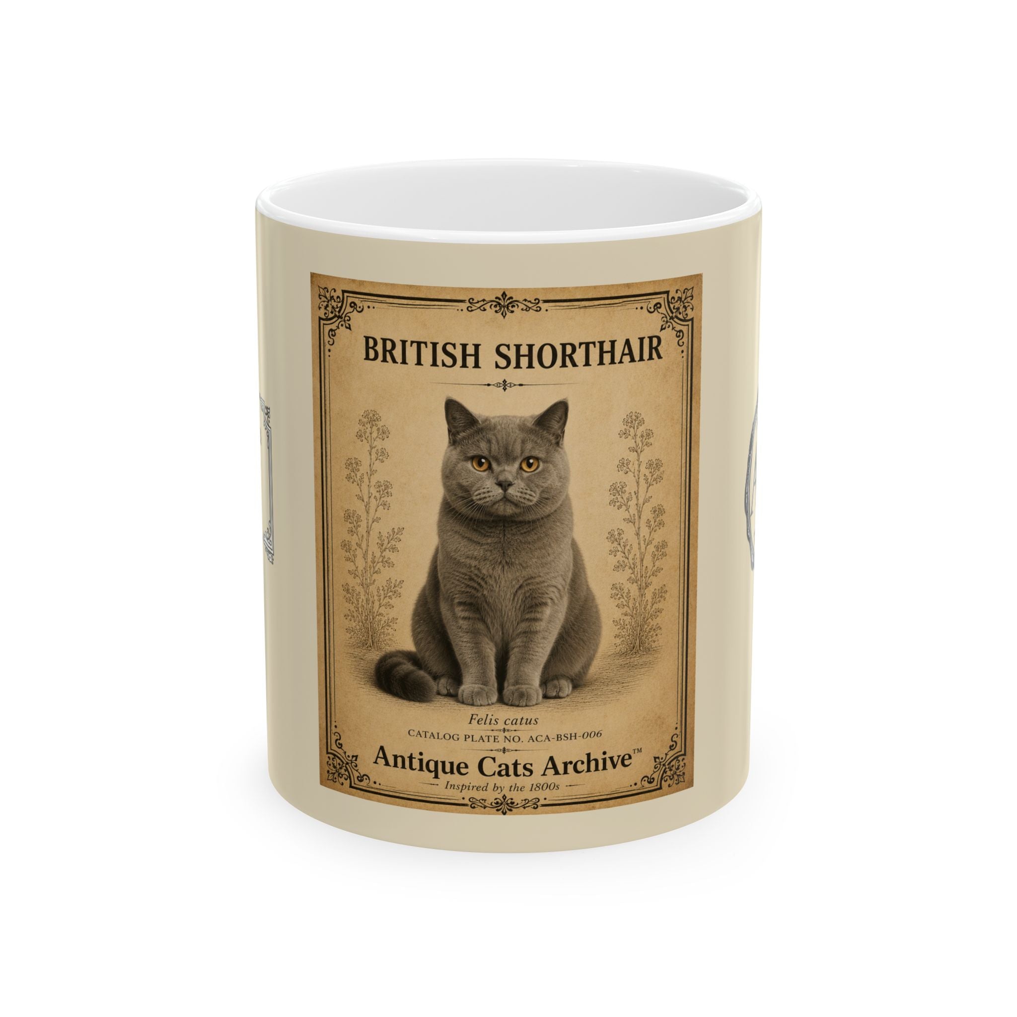 British Shorthair Cat Mug 11 oz. | Antique Cats Archive