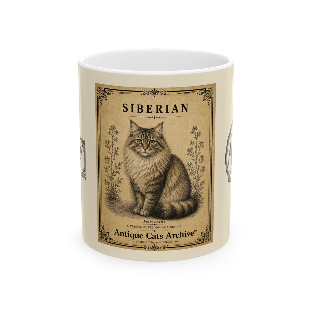 Vintage Siberian Cat Ceramic Mug - Antique Cats Archive Tea & Coffee Cup (11oz)