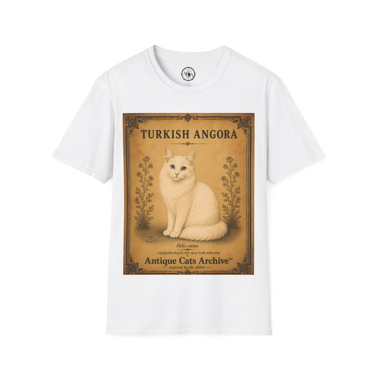 Turkish Angora Cat T-Shirt | Vintage Cat Illustration | Antique Cats Archive™