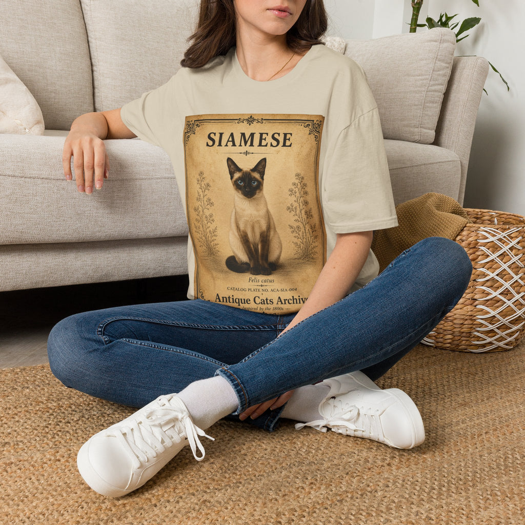 Siamese Cat T-Shirt | Vintage Cat Illustration | Antique Cats Archive™