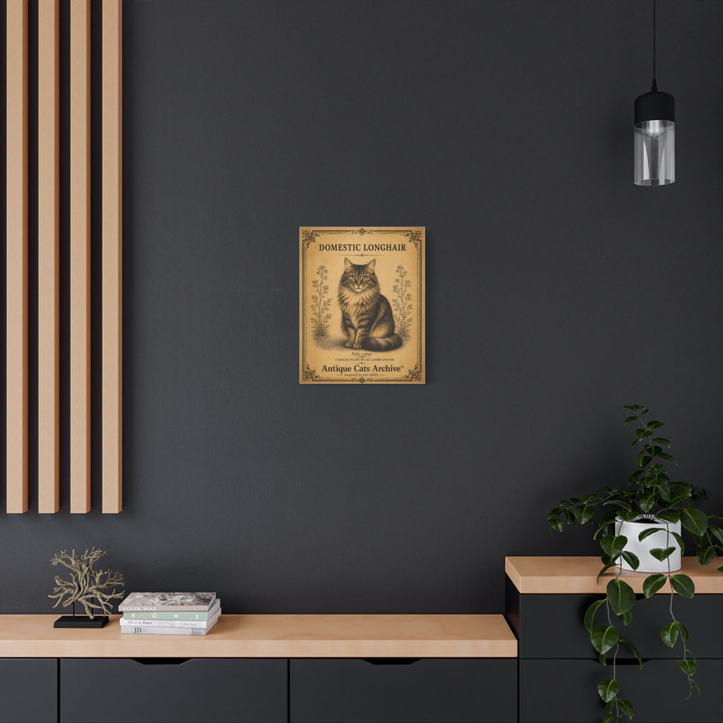 Domestic Longhair Cat Canvas | Vintage Antique Cats Archive Wall Art