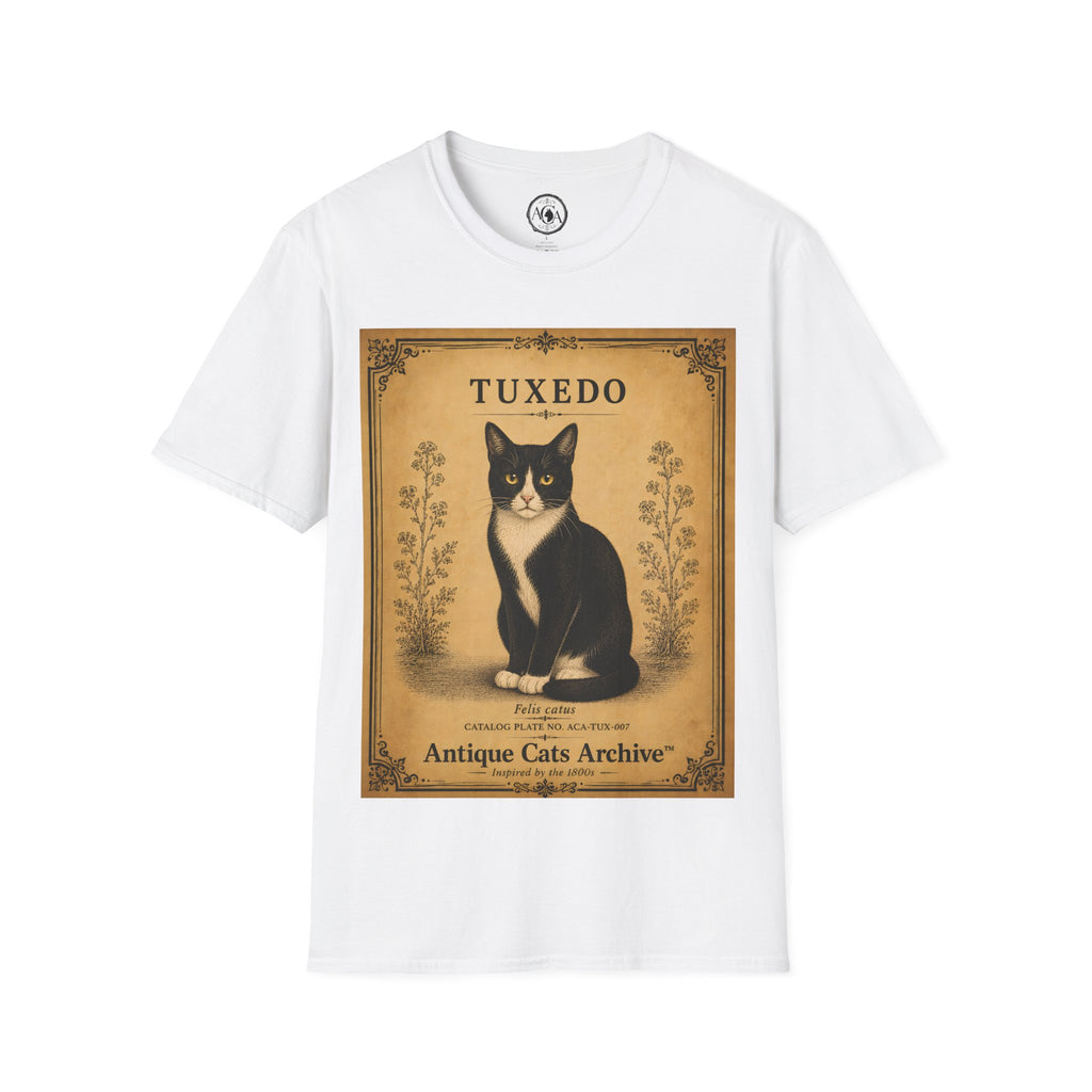 Tuxedo Cat T-Shirt | Vintage Cat Illustration | Antique Cats Archive™