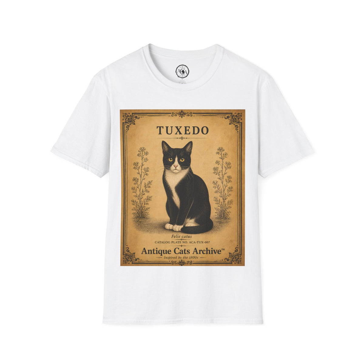 Tuxedo Cat T-Shirt | Vintage Cat Illustration | Antique Cats Archive™