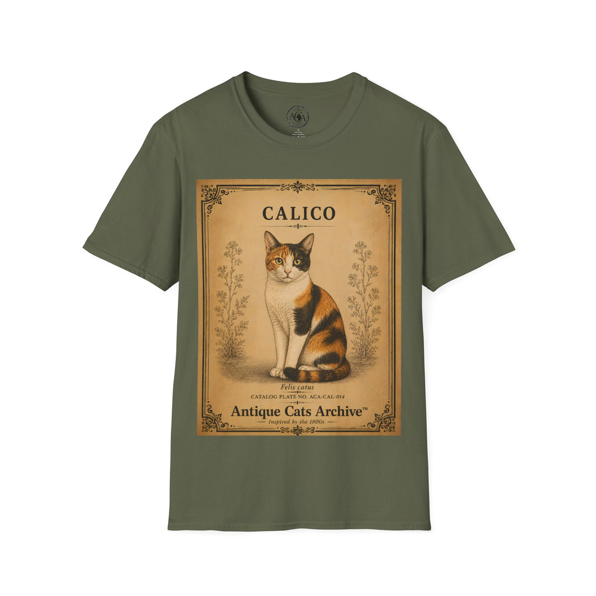 Calico Cat T-Shirt | Vintage Cat Illustration | Antique Cats Archive™