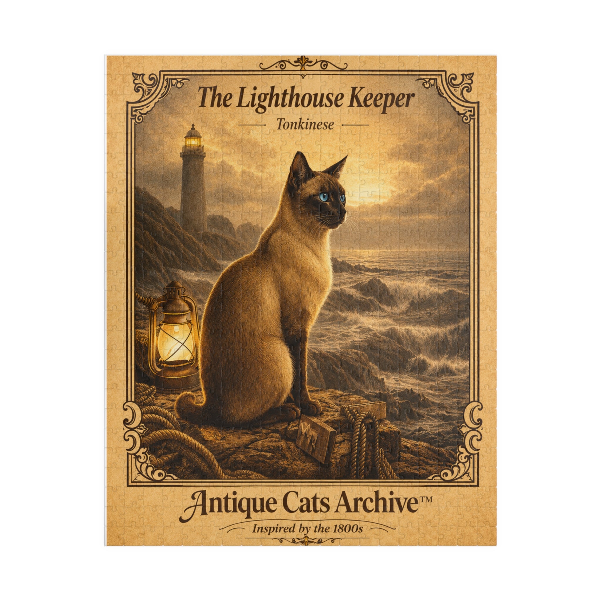Lighthouse Keeper Cat Jigsaw Puzzle — Antique Cats Archive (520 pcs)