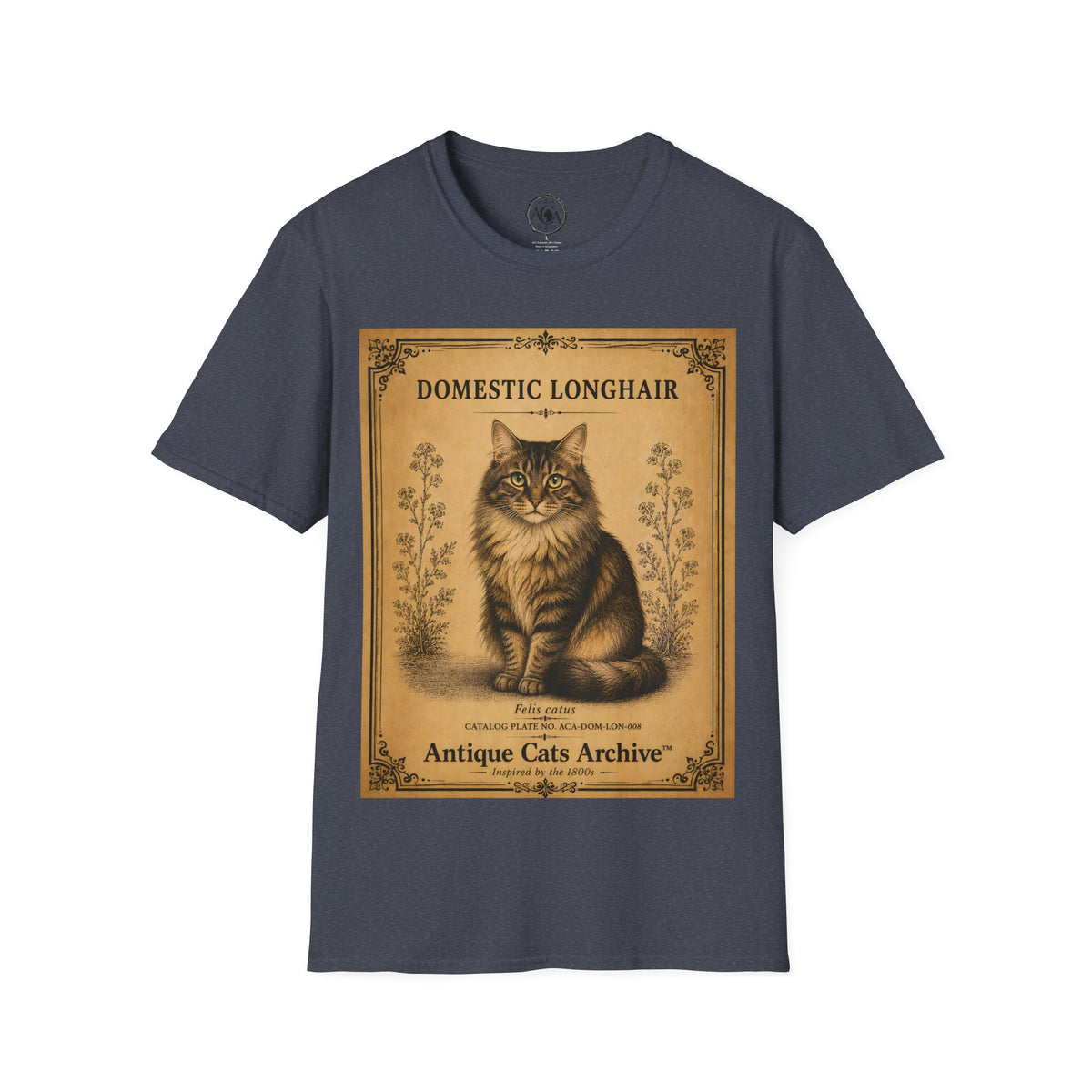 Domestic Longhair Cat T-Shirt | Vintage Cat Illustration | Antique Cats Archive™