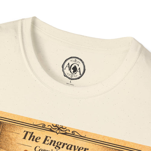 Antique Cats Archive™ Entry No. ACA-013-FND “The Engraver” Cornish Rex Cat T-Shirt – Vintage 1800s Engraving Style