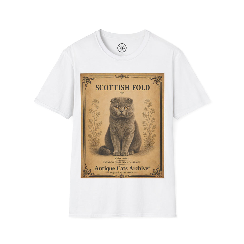 Scottish Fold Cat T-Shirt | Vintage Cat Illustration | Antique Cats Archive™
