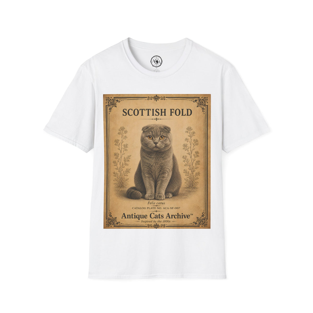 Scottish Fold Cat T-Shirt | Vintage Cat Illustration | Antique Cats Archive™