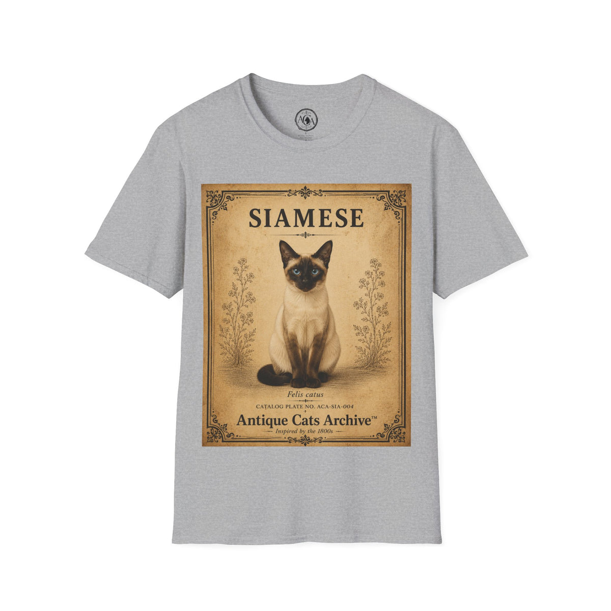 Siamese Cat T-Shirt | Vintage Cat Illustration | Antique Cats Archive™
