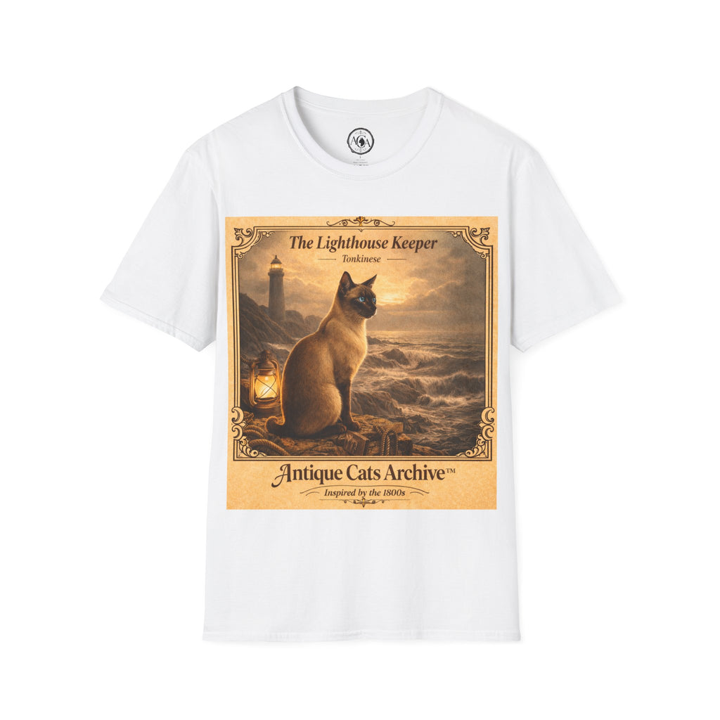 Antique Cats Archive™ Entry No. ACA-016-FND “The Lighthouse Keeper” Tabby Cat T-Shirt – Vintage 1800s Engraving Style