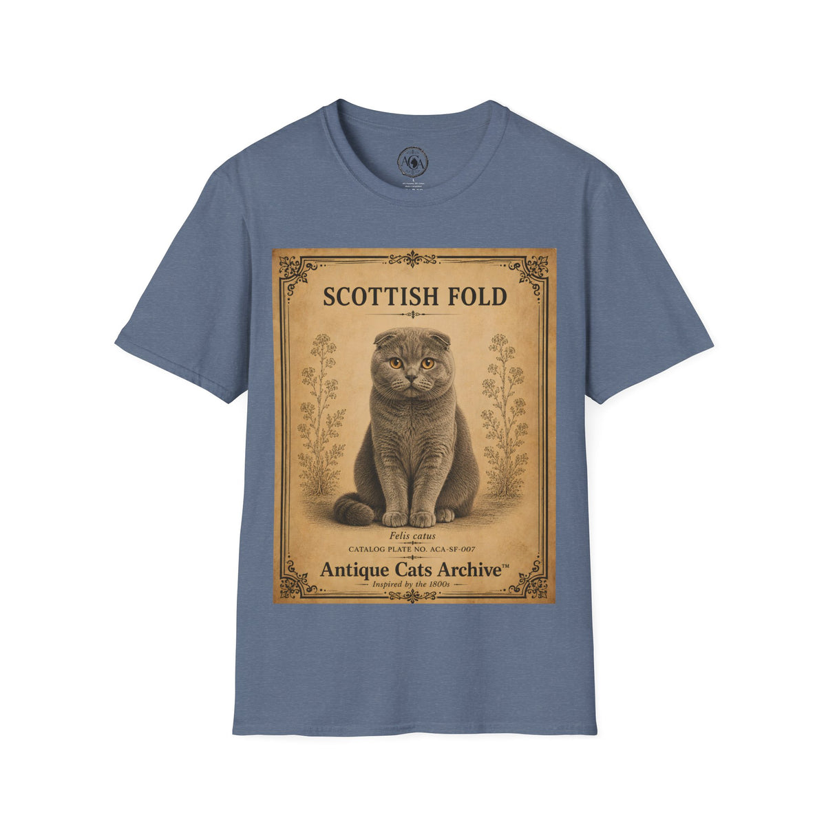 Scottish Fold Cat T-Shirt | Vintage Cat Illustration | Antique Cats Archive™