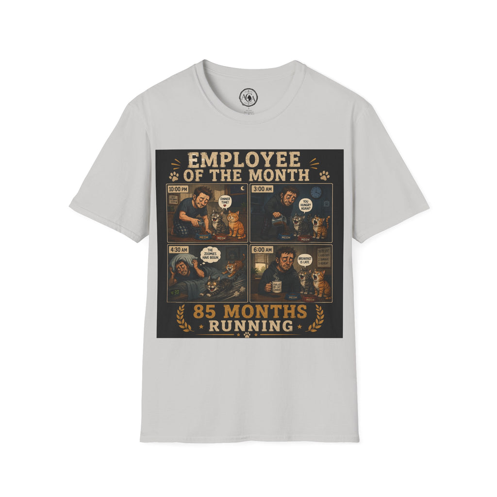 Funny Cat Owner Shirt, Employee of the Month 85 Months Running, Cat Lover Gift, Cat Dad Humor Tee, Cat Parent Shirt