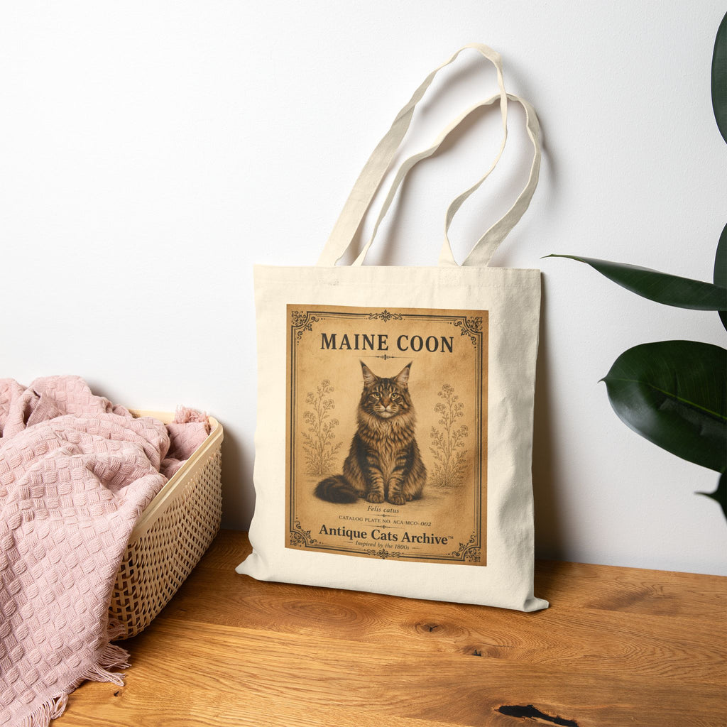 Maine Coon Vintage Poster Tote Bag | Antique Cats Archive