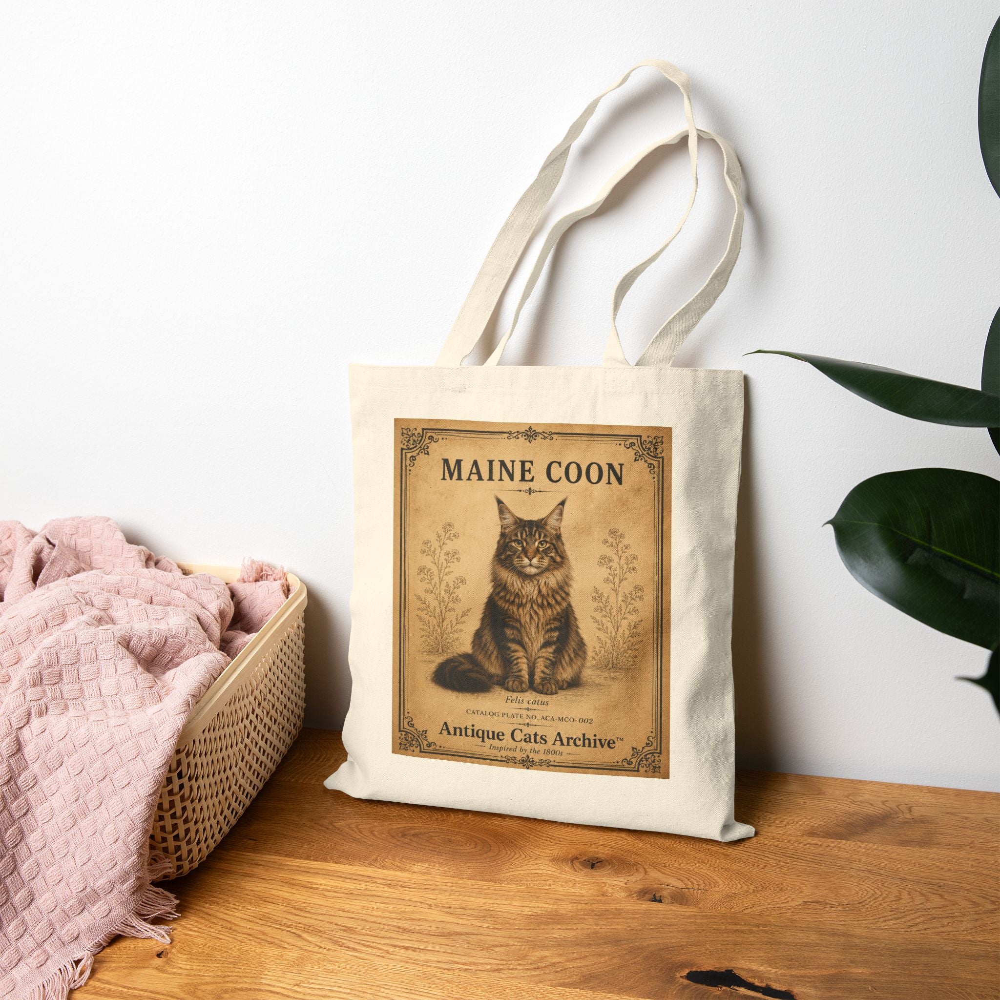 Maine Coon Vintage Poster Tote Bag | Antique Cats Archive