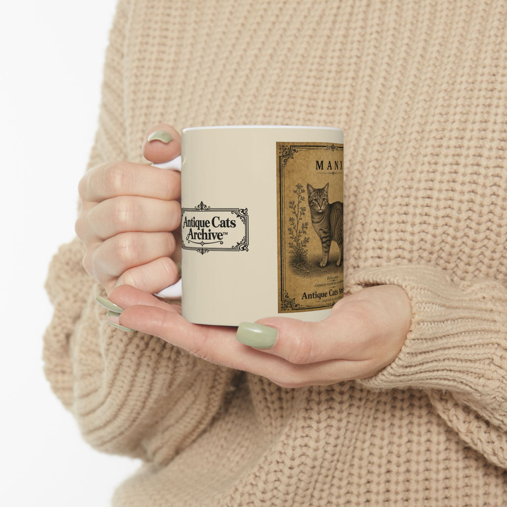 Vintage Manx Cat Ceramic Mug - Antique Cats Archive Tea & Coffee Cup (11oz)