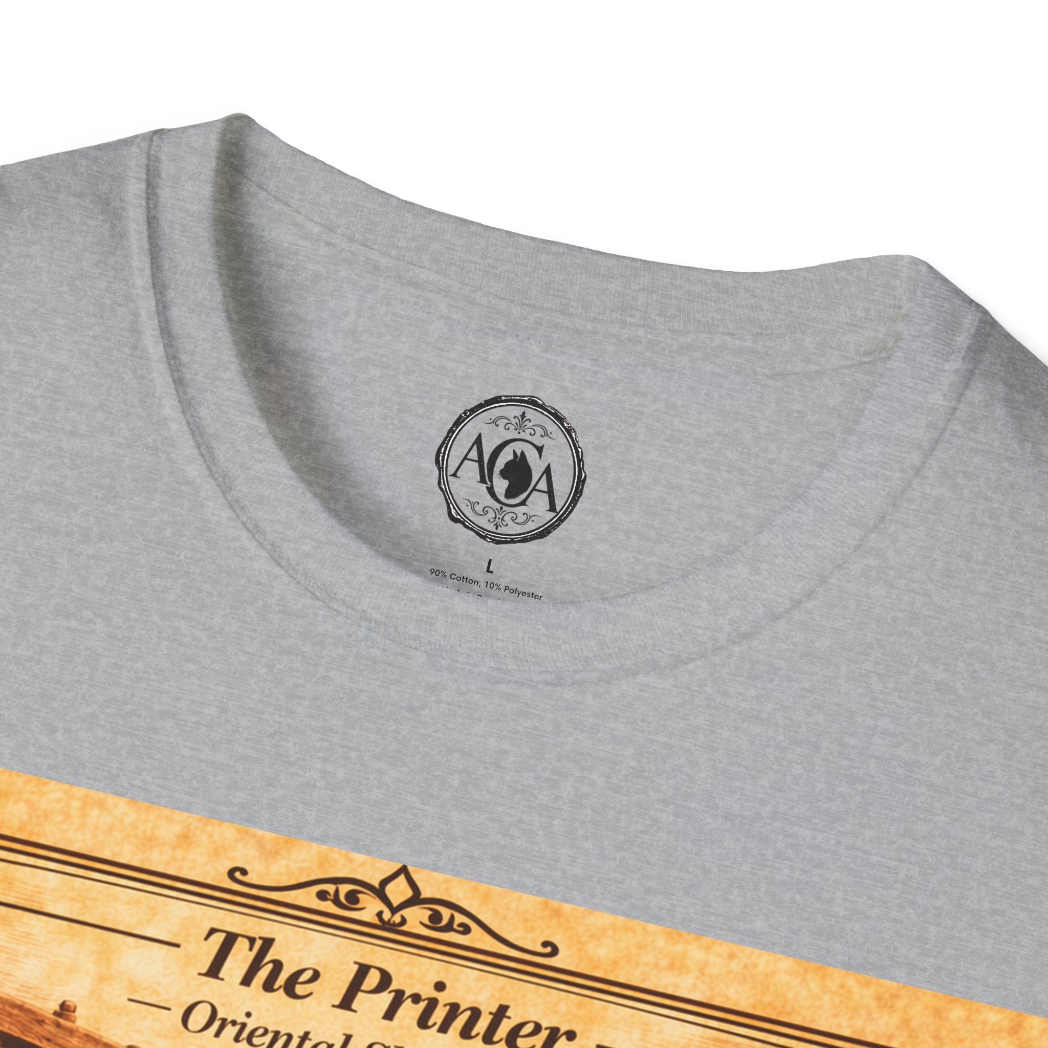 Antique Cats Archive™ Entry No. ACA-020-PRN “The Printer” Oriental Shorthair Cat T-Shirt – Vintage 1800s Engraving Style