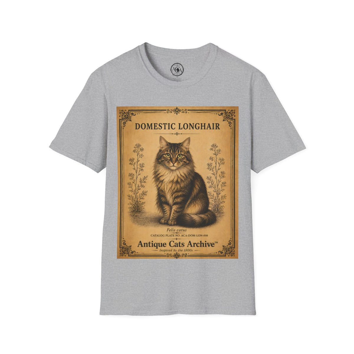 Domestic Longhair Cat T-Shirt | Vintage Cat Illustration | Antique Cats Archive™