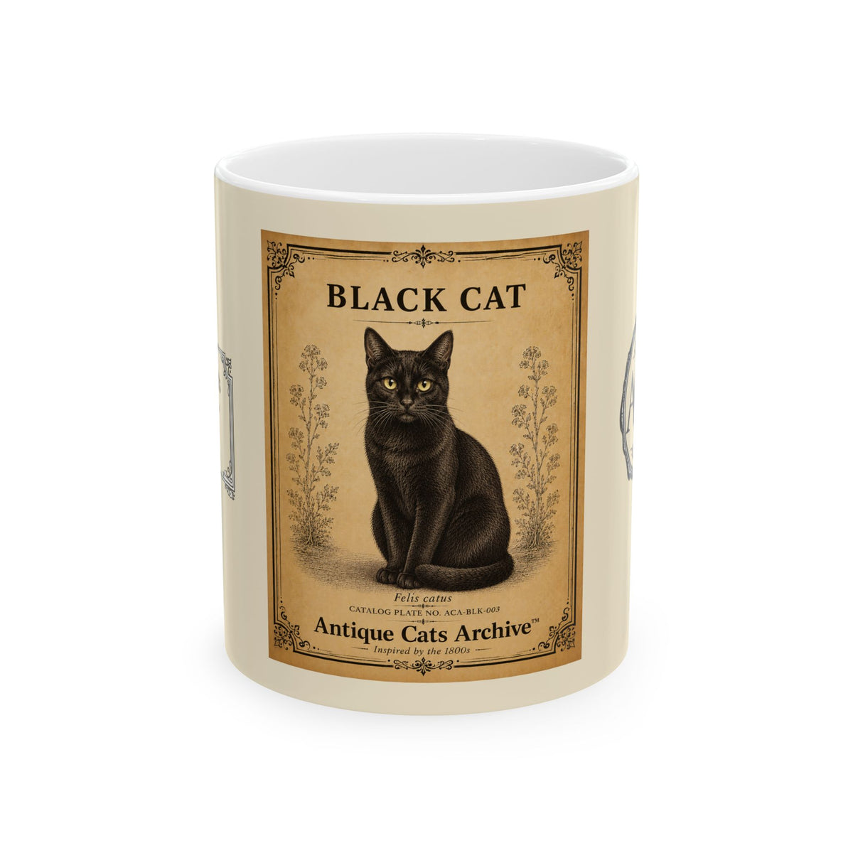 Vintage Black Cat Ceramic Mug — Antique Cats Archive (11oz)