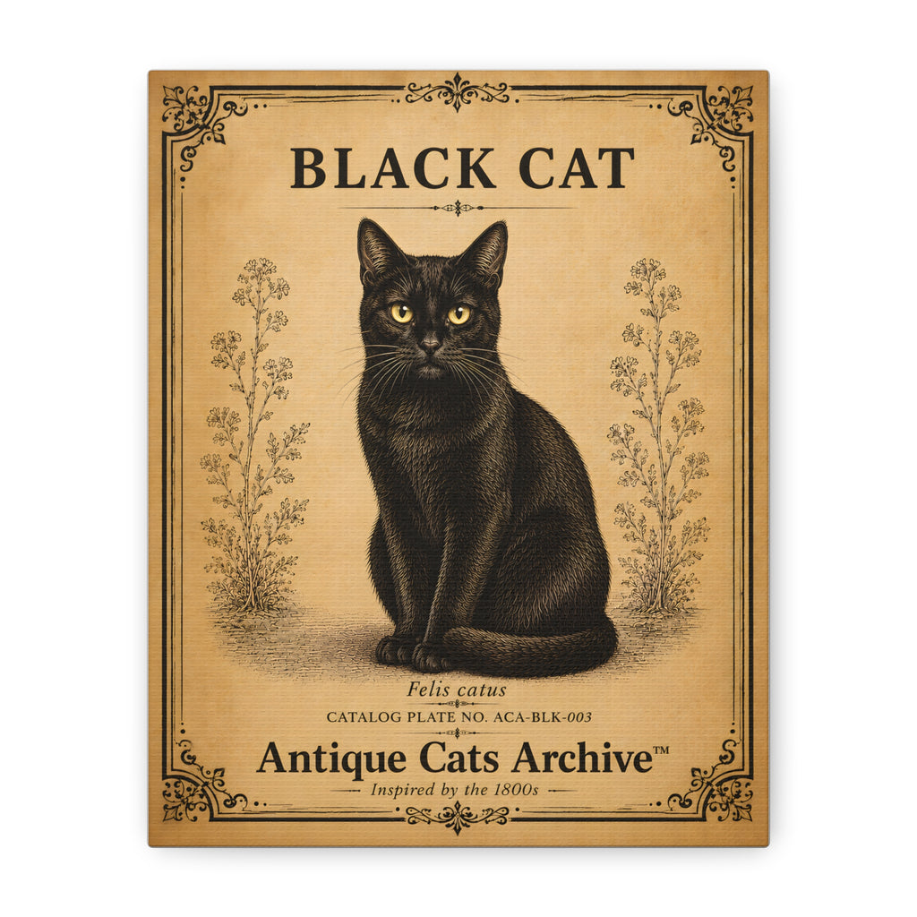 Black Cat Canvas | Vintage Antique Cats Archive Wall Art