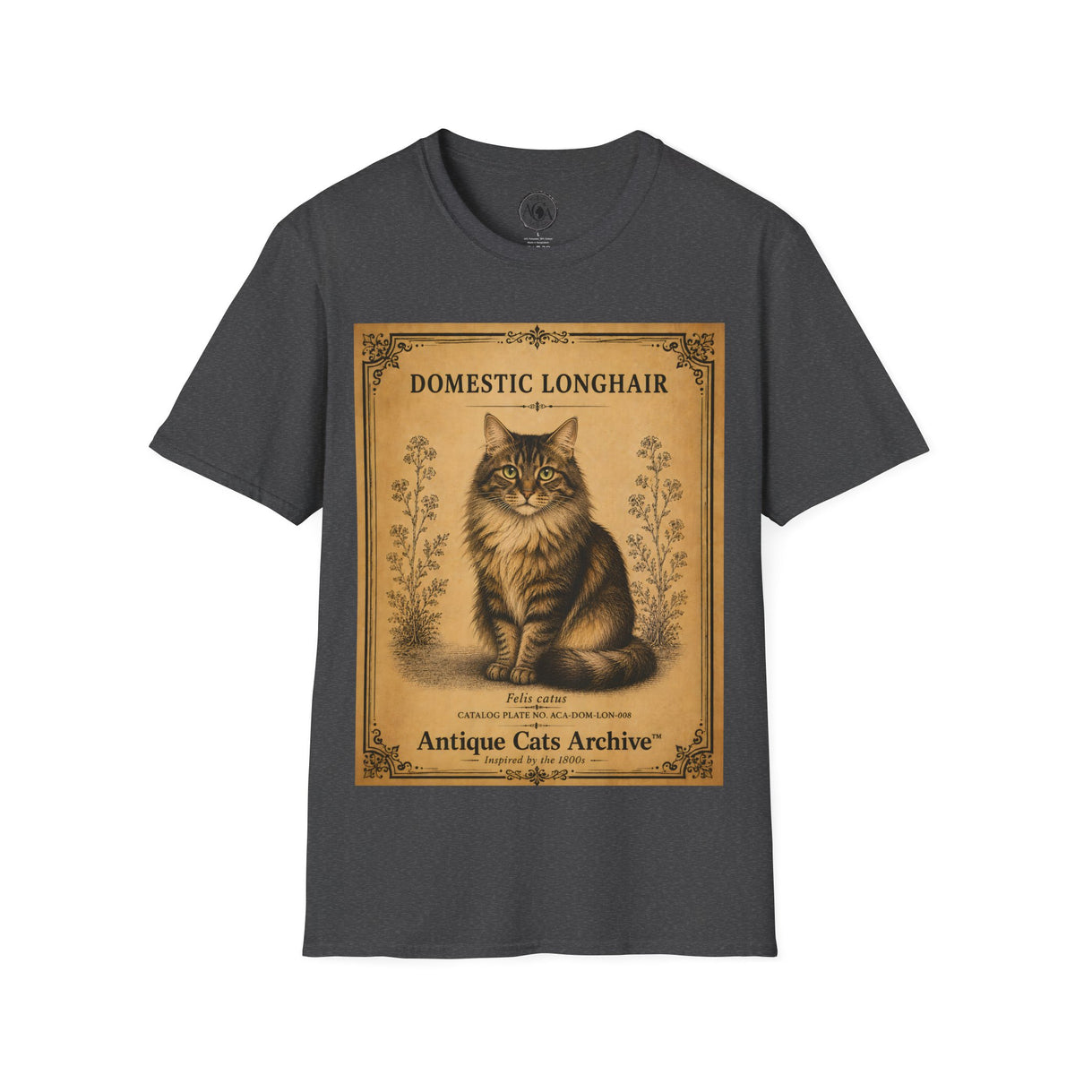 Domestic Longhair Cat T-Shirt | Vintage Cat Illustration | Antique Cats Archive™