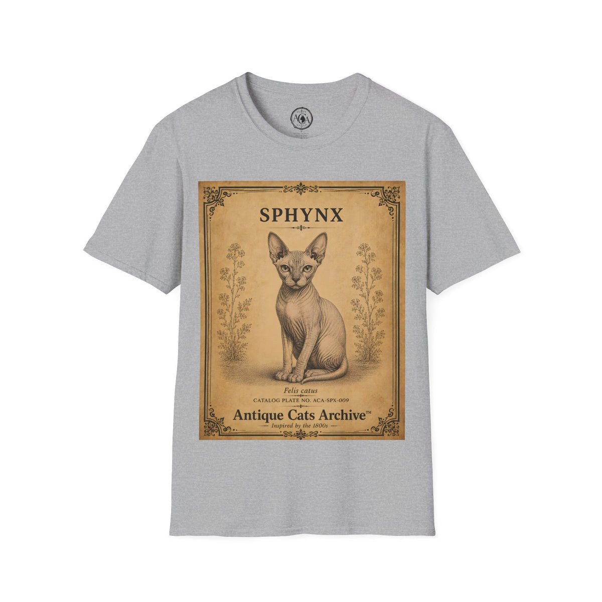 Sphynx Cat T-Shirt | Vintage Cat Illustration | Antique Cats Archive™