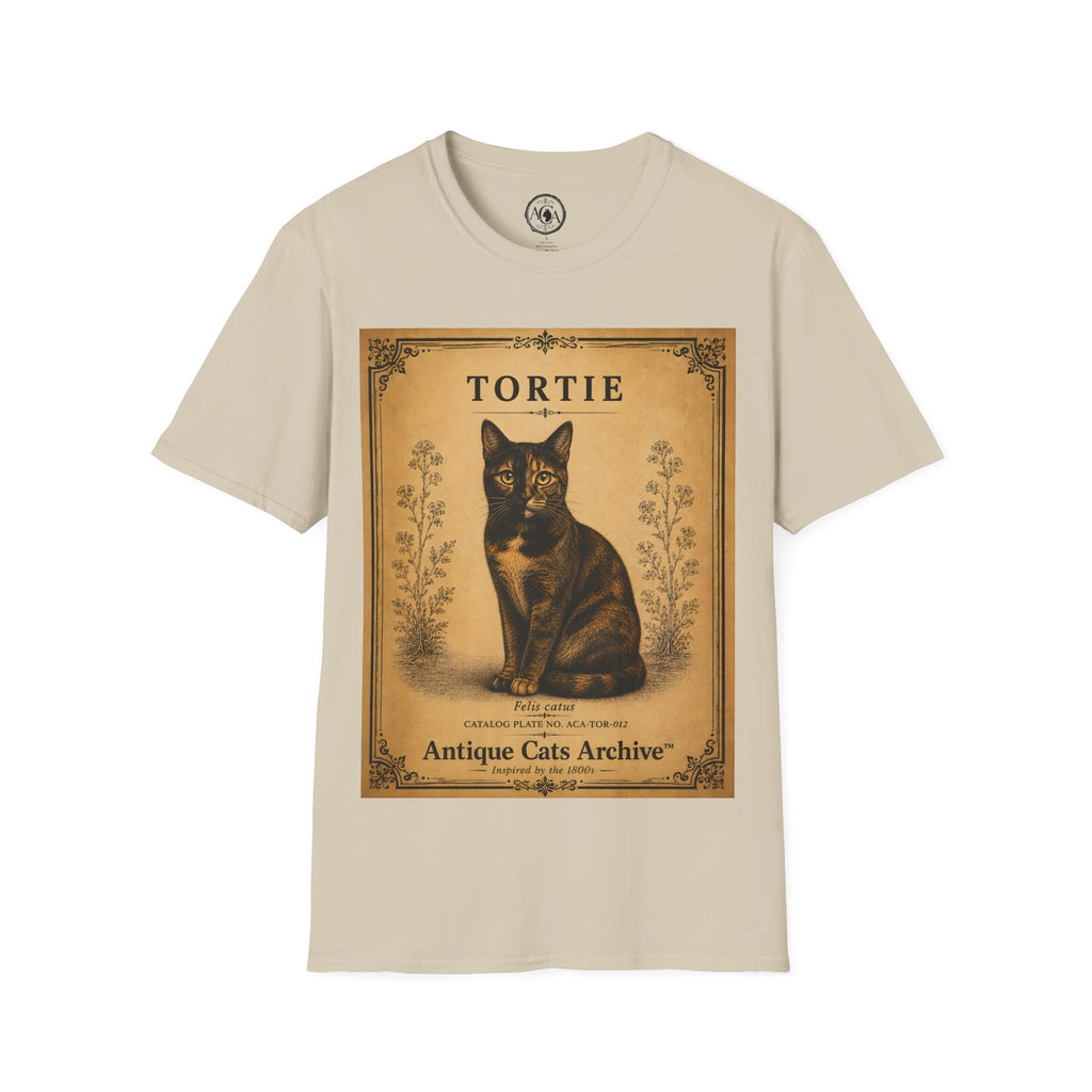Tortie Cat T-Shirt | Vintage Tortoiseshell Cat Illustration | Antique Cats Archive™