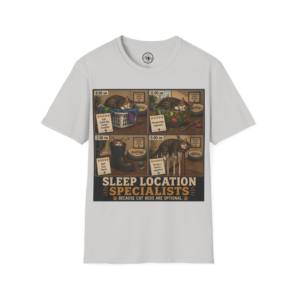 Funny Cat Shirt, Sleep Location Specialist, Cat Lover Gift, Cat Humor Tee, Cat Owner Gift, Funny Cat Sleeping Shirt