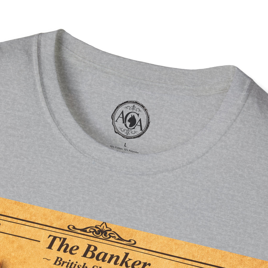 Antique Cats Archive™ Entry No. ACA-006-BNK “The Banker” British Shorthair Cat T-Shirt – Vintage 1800s Engraving Style