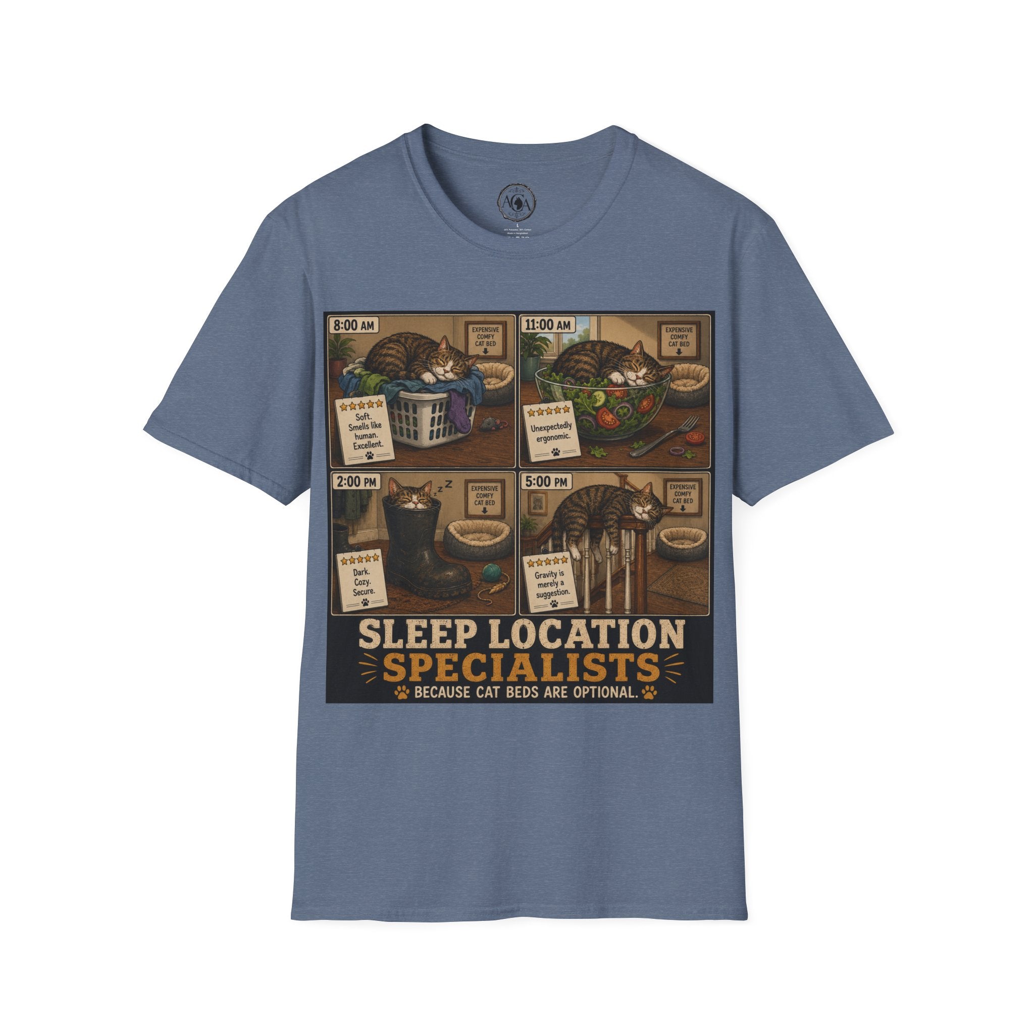Funny Cat Shirt, Sleep Location Specialist, Cat Lover Gift, Cat Humor Tee, Cat Owner Gift, Funny Cat Sleeping Shirt