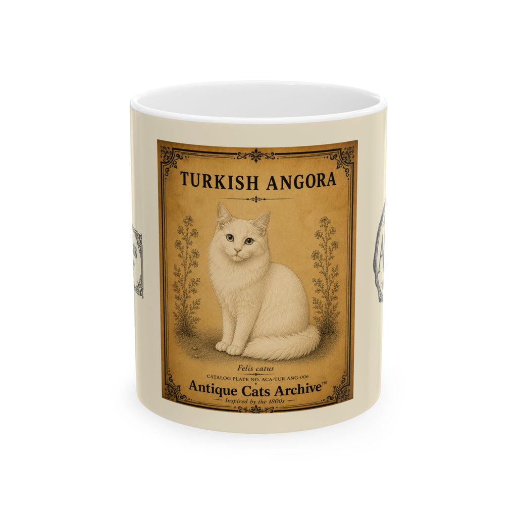 Vintage Turkish Angora Cat Ceramic Mug — Antique Cats Archive Tea & Coffee Mug (11oz)