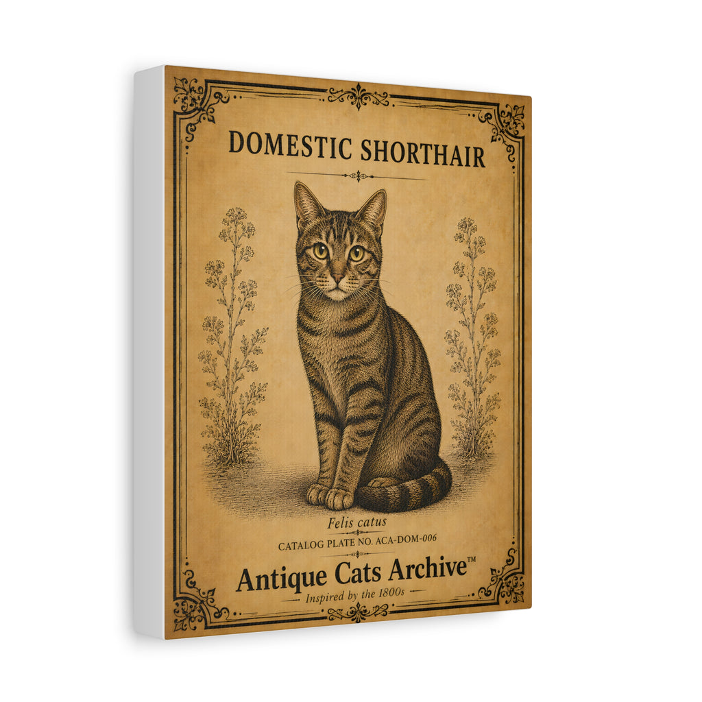 Domestic Shorthair Cat Canvas | Vintage Antique Cats Archive Wall Art