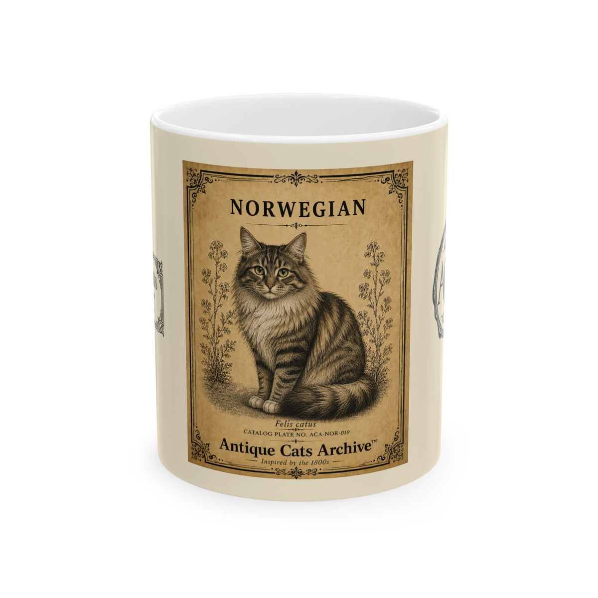 Vintage Norwegian Cat Ceramic Mug – Antique Cats Archive Tea & Coffee Cup (11oz)