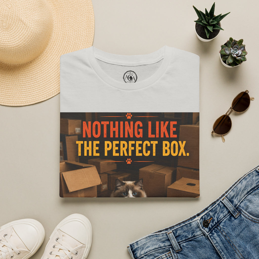 Cat Lover T‑Shirt — “Nothing Like The Perfect Box” Graphic Tee