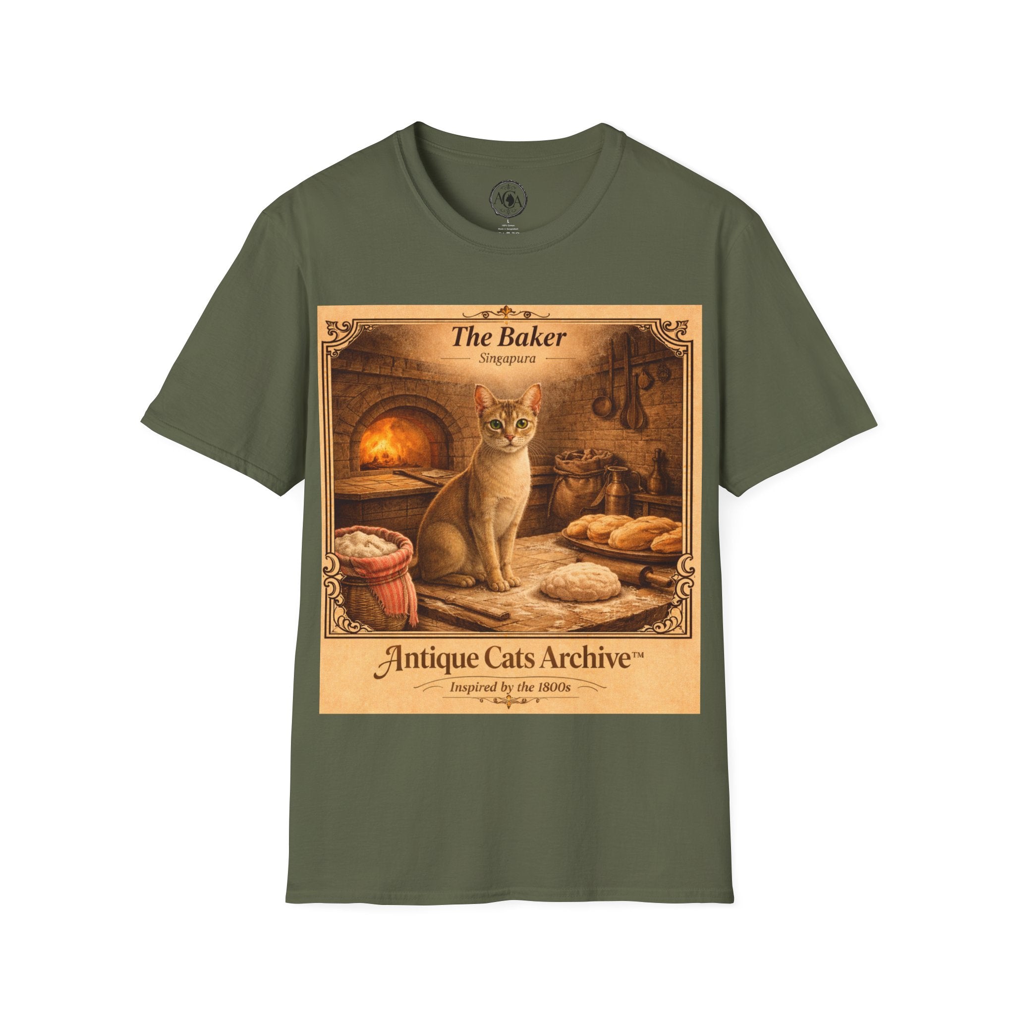 Antique Cats Archive™ Entry No. ACA-005-FND “The Baker” Tabby Cat T-Shirt – Vintage 1800s Engraving StyleThe Baker