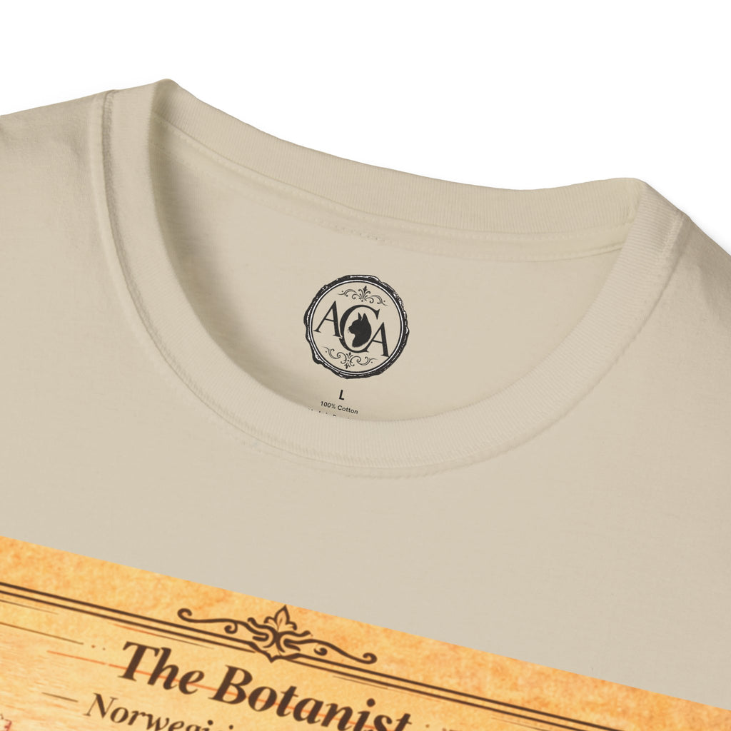 Antique Cats Archive™ Entry No. ACA-008-BOT “The Botanist” Norwegian Forest Cat T-Shirt – Vintage 1800s Engraving Style