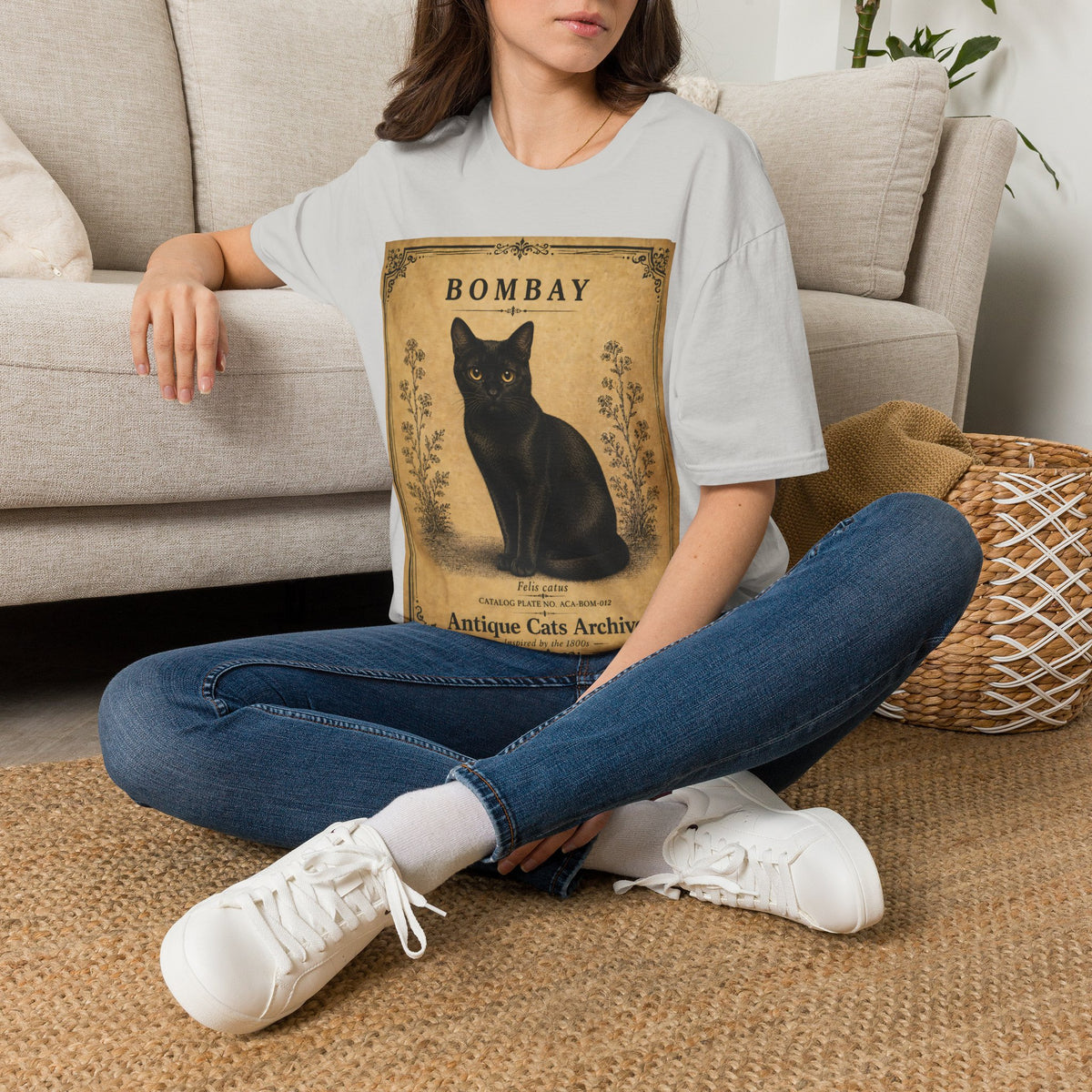 Bombay Cat T-Shirt | Vintage Black Cat Illustration | Antique Cats Archive™