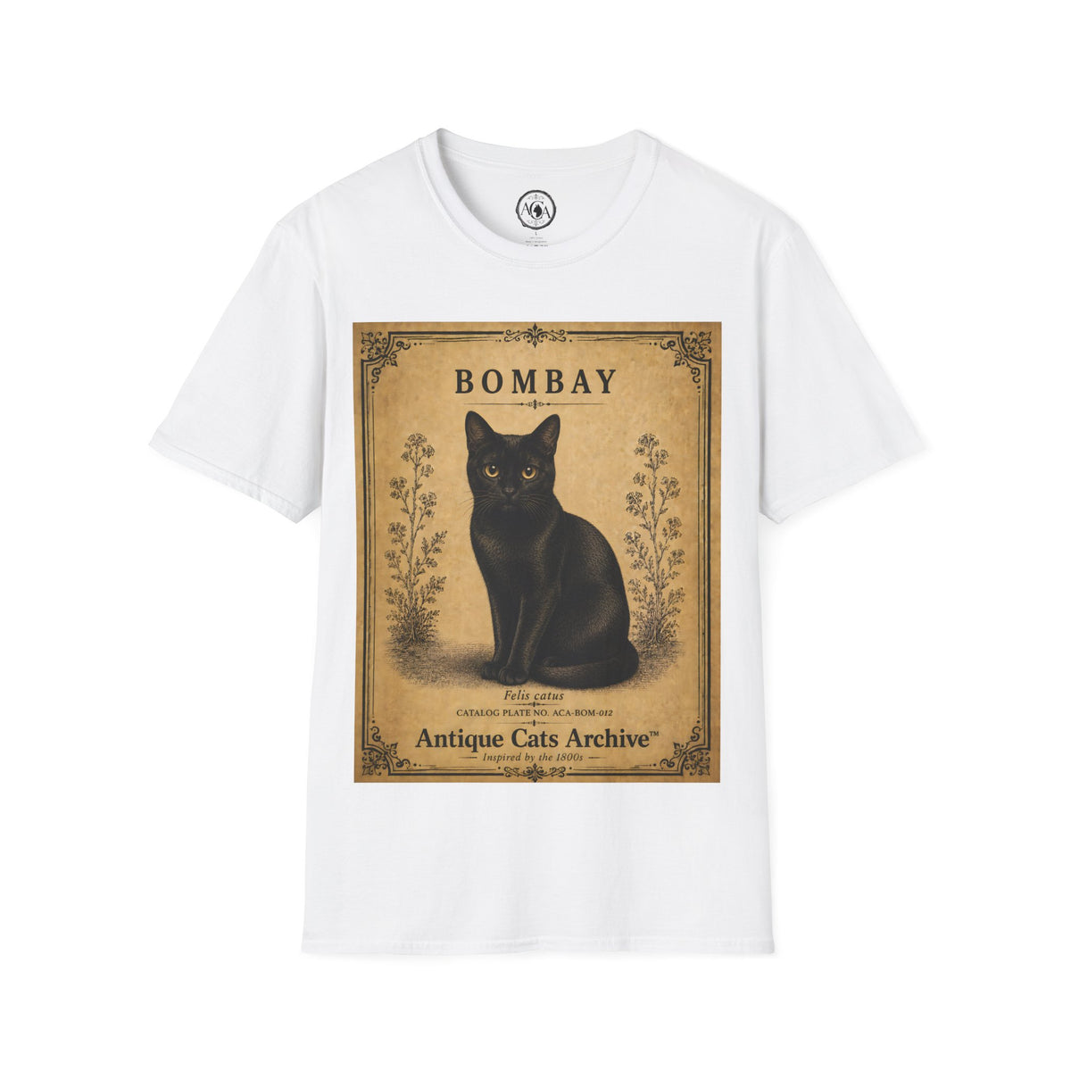 Bombay Cat T-Shirt | Vintage Black Cat Illustration | Antique Cats Archive™