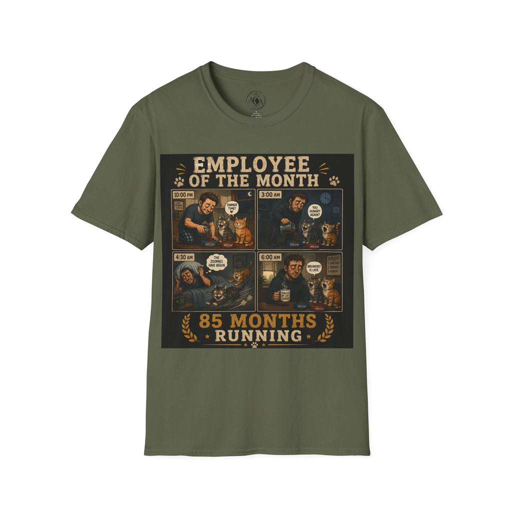 Funny Cat Owner Shirt, Employee of the Month 85 Months Running, Cat Lover Gift, Cat Dad Humor Tee, Cat Parent Shirt
