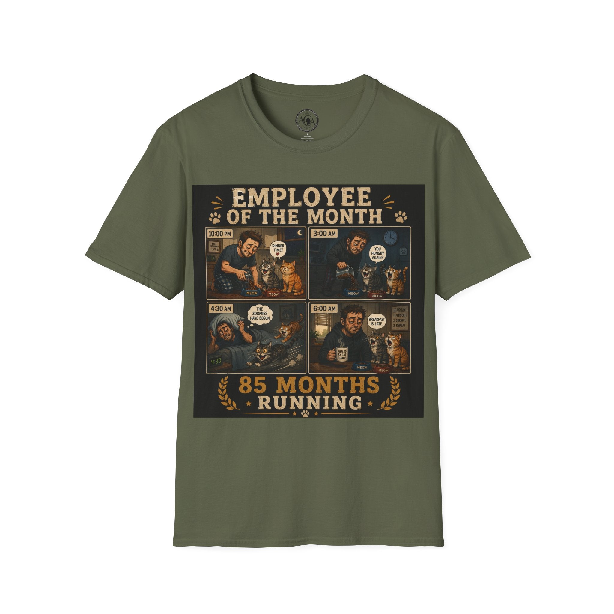 Funny Cat Owner Shirt, Employee of the Month 85 Months Running, Cat Lover Gift, Cat Dad Humor Tee, Cat Parent Shirt