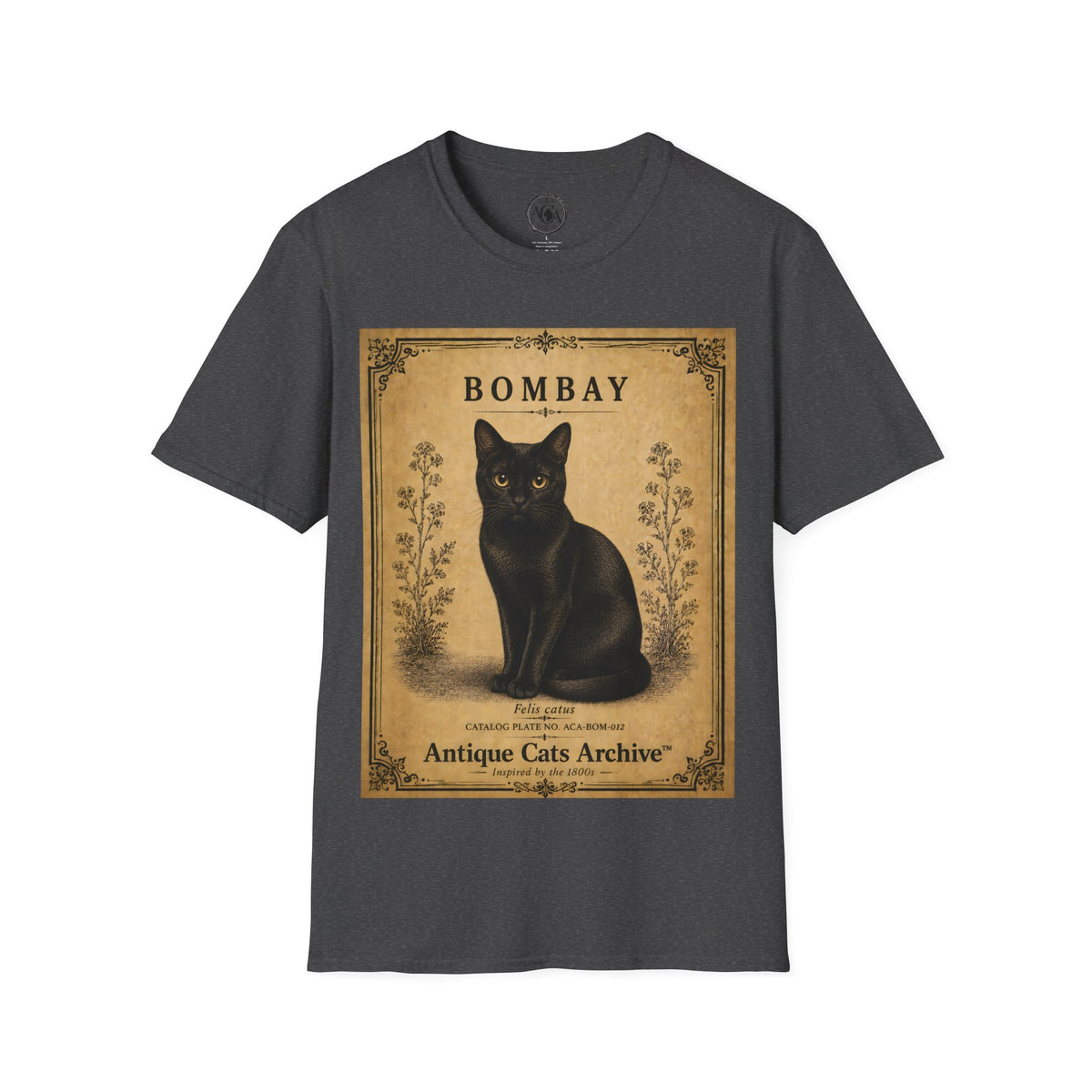 Bombay Cat T-Shirt | Vintage Black Cat Illustration | Antique Cats Archive™