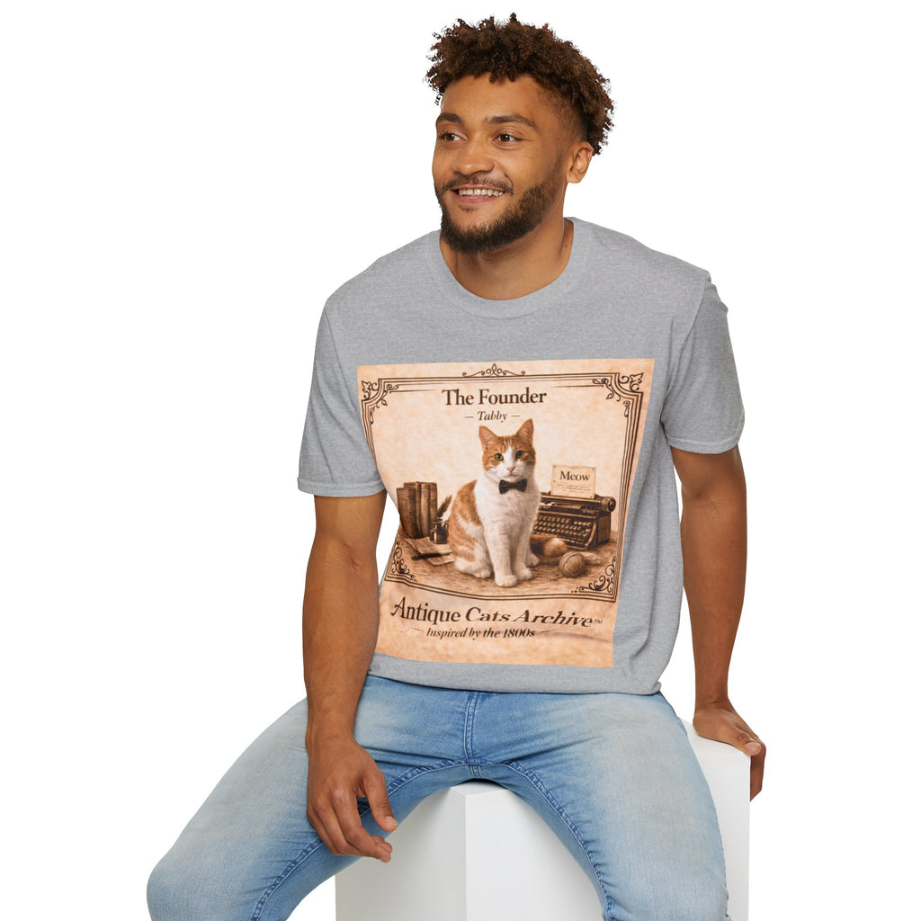 Antique Cats Archive™ Entry No. ACA-001-FND “The Founder” Tabby Cat T-Shirt – Vintage 1800s Engraving Style