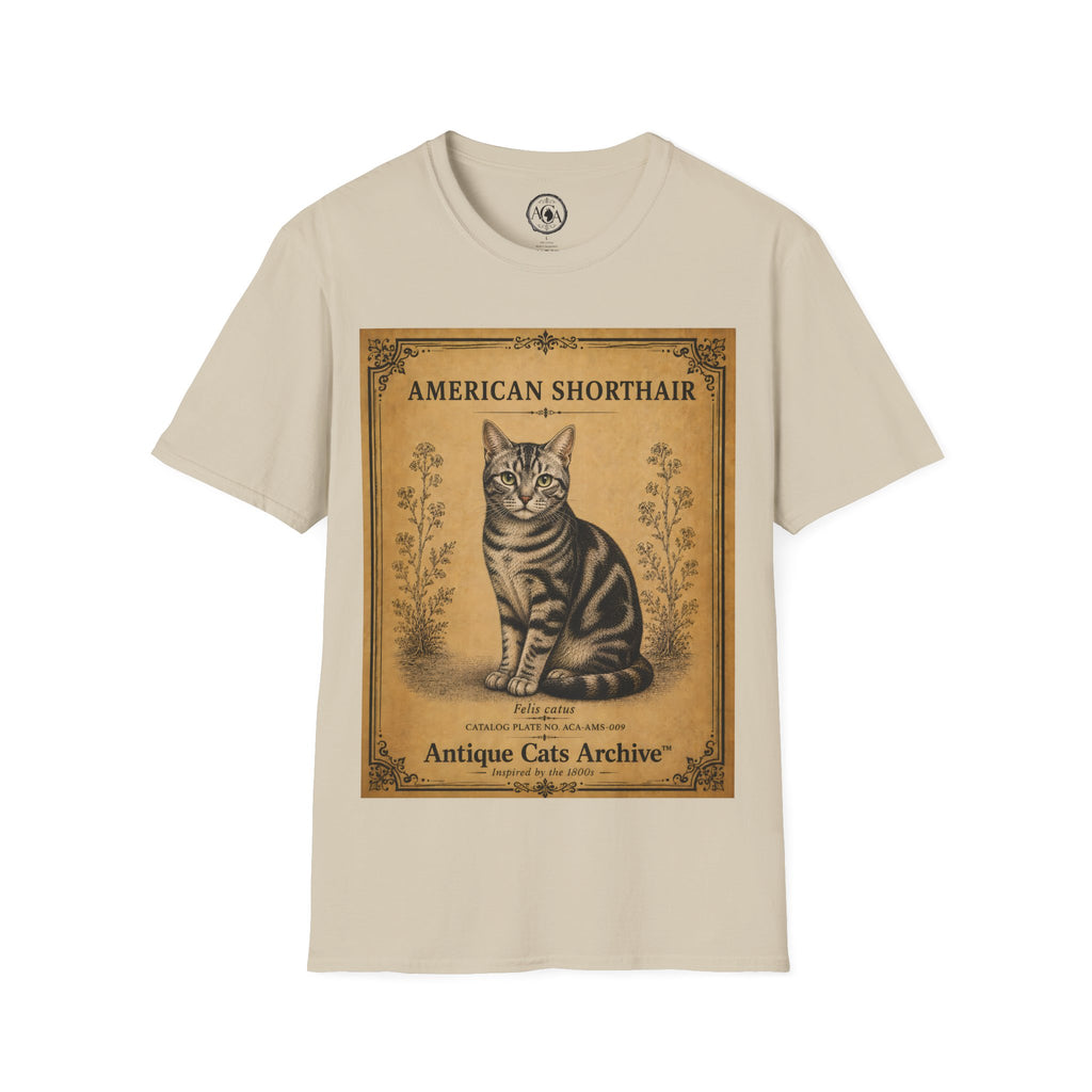 American Shorthair Cat T-Shirt | Vintage Cat Illustration | Antique Cats Archive™