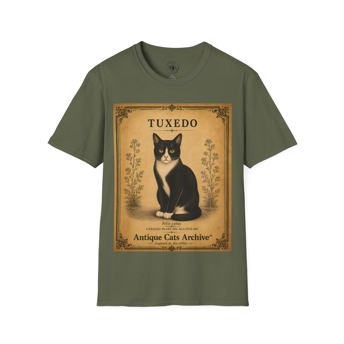 Tuxedo Cat T-Shirt | Vintage Cat Illustration | Antique Cats Archive™