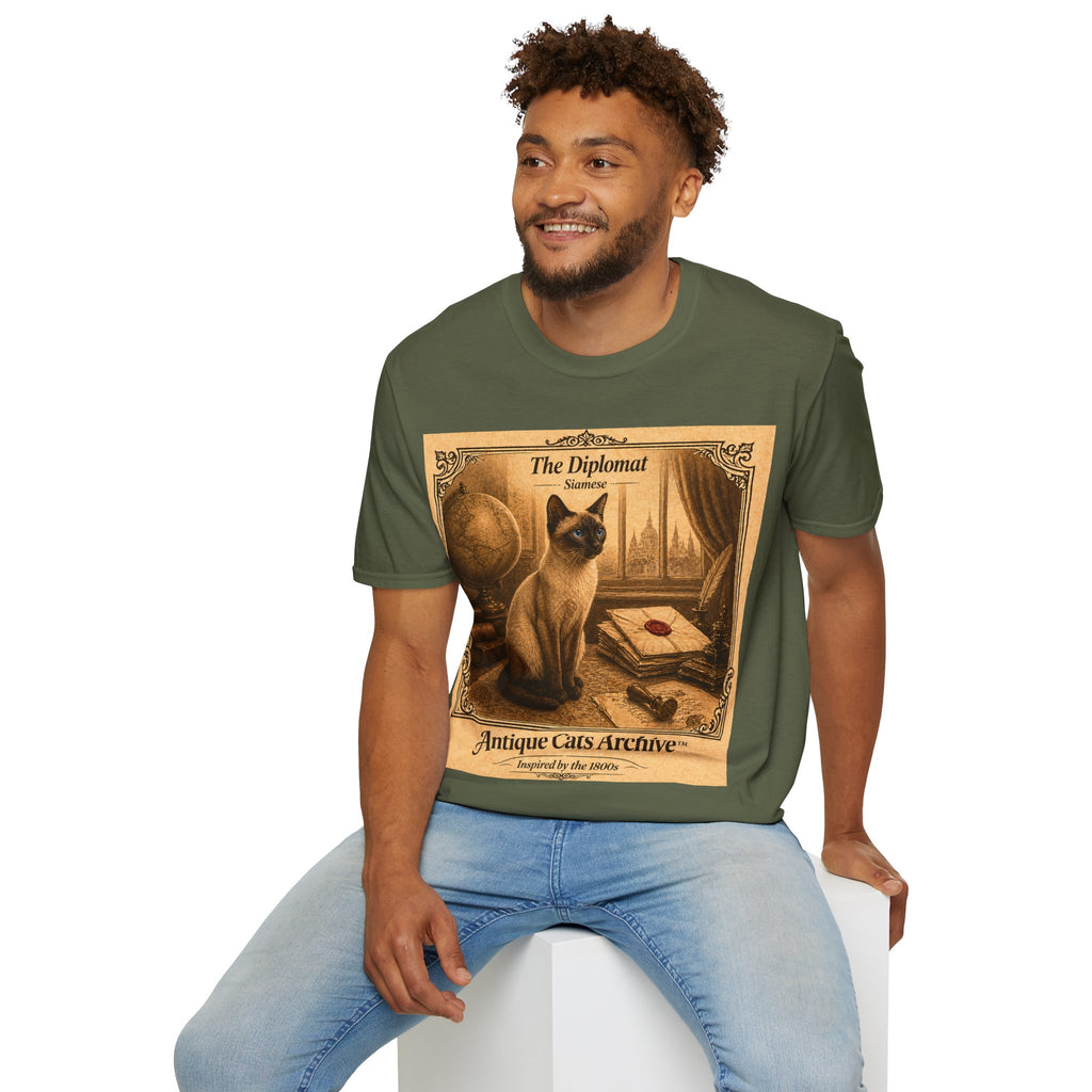Antique Cats Archive™ Entry No. ACA-012-FND “The Diplomat” Tabby Cat T-Shirt – Vintage 1800s Engraving Style