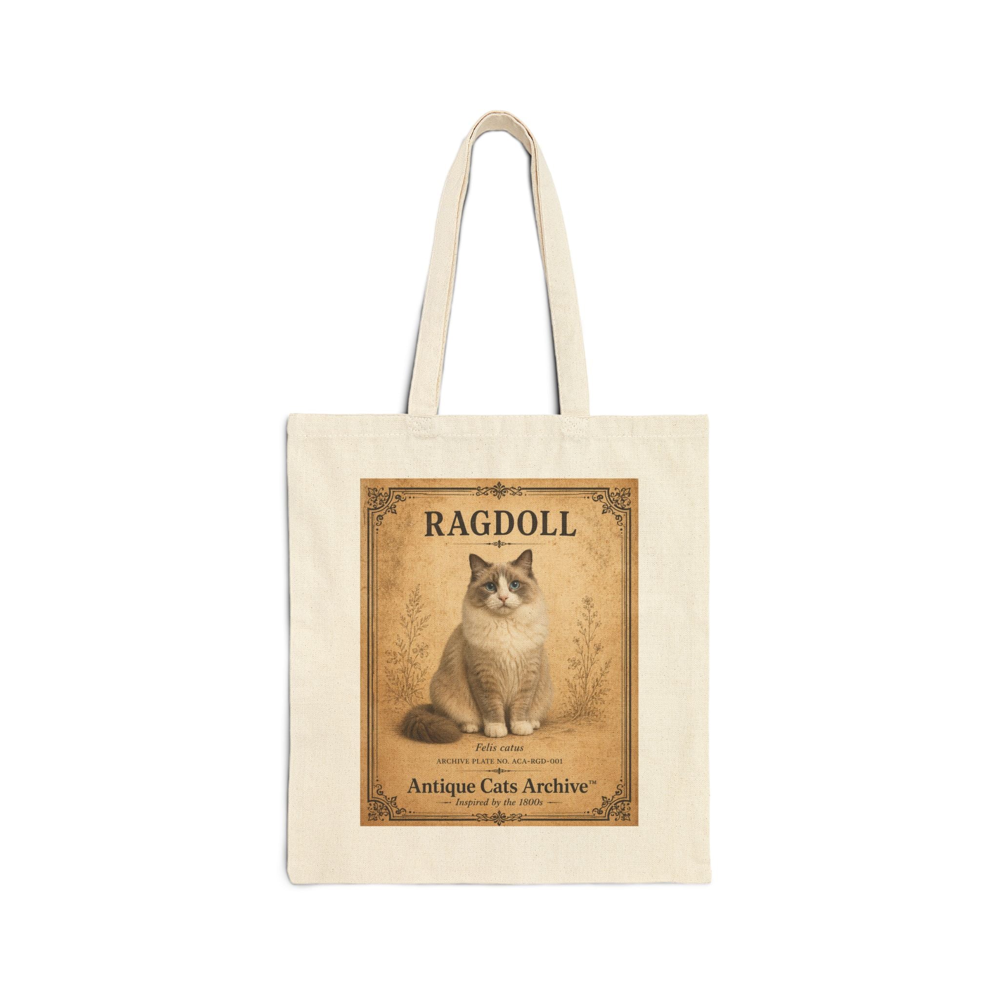 Ragdoll Cat Vintage Portrait Tote | Antique Cats Archive Canvas Tote